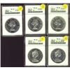 Image 1 : 1957 $1, 1961, 1962, 1966 & 1967 all ANACS coins with MS64 to MS65 grades and PL designations.  Some