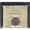 Image 1 : Nfld 1940 1¢ ICCS MS64RB.  Lustrous issue, difficult for grade.