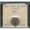 Image 1 : Nfld 1944 1¢ ICCS MS60 Brown. 30% Red. Key Date and nice.