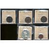 Image 1 : 1858 1¢ VF30, 1876H EF40, 1900H EF45, 1945 MS64RD & 1957 $1 MS63.  Lot of 5 coins all ICCS graded.