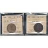 Image 1 : 1859 1¢ W9/8 F15 & 1891 SLSD Obv 3 VF20.  Lot of 2 coins both ICCS graded.