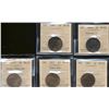 Image 1 : 1882H 1¢ Obv 2, 1887, 1906 AU50, 1908 MS60 & 1920 Lg MS62.  Lot of 5 coins all ICCS graded.