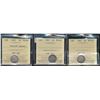 Image 1 : 1902 5¢, 1907 & 1910 Ptd ICCS MS64.  lot of 3 coins.