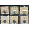 Image 1 : 1942 5¢ Tom, 1944, 1949, 1953 SF, 1967 & 2012 ICCS MS65.  Lot of 6 coins.