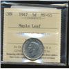 Image 1 : 1947 5¢ ML ICCS MS65.  Clean fields with full lustre.