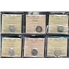 1874H 10¢, 1880H Obv 1, 1900, 1904, 1905 & 1910 ICCS EF40.  Lot of 6 coins.