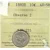 1880H 10¢ OBV 2 ICCS AU58.