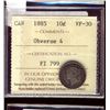 1885 10¢ Obv 4 ICCS VF30.