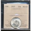 1937 25¢ ICCS MS65.  Full white and lustrous.