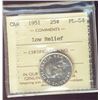 Image 1 : 1951 25¢ LR ICCS ICCS PL64.  Full white and lustrous.  DA869