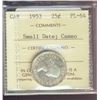 Image 1 : 1953 25¢ SD ICCS PL64 Cameo.