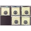 1986 50¢, 1987, 1988, 1989 & 1990 ICCS MS65 to MS66.  Lot of 5 coins.