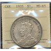 Image 1 : 1935 $1 ICCS MS65.  Light rim tones.