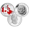 Image 1 : RCM Lot;  includes 2013 $3 Fine Silver - Canadian Flag & $25 Grandmother Moon mask.  Lot of 2 coins 