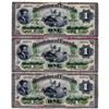 Image 1 : 1870 $1 DC-2a-i Large Date #002956, Fine to VF.  Original Uncut sheet of three notes.  Extremely Rar