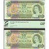 Image 1 : 1969 $20 BC-50aA #*EB1976279-80, lot of 2 cons notes, both  PCGS UNC64PPQ.