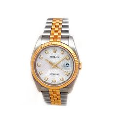 36mm Gents Rolex 18k Gold & Stainless Steel Oyster Perpetual Datejust Watch. Silver Jubilee 10R Diam