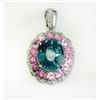 Image 1 : PINK SAPPHIRE 2.17CT / BLUE ZIRCON 6.71CT,  14K W/G PENDANT 5.47GRAM / DIAMOND 0.39CT