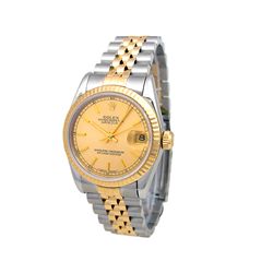 31mm Rolex 18k Gold & Stainless Steel Oyster Perpetual Datejust Watch. Champagne Dial. 18k Yellow Go