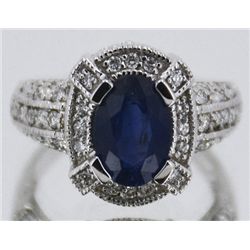 Blue Sapphire  2.95 ctwct w/ Diamond Ring