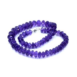 650 ct & up AmethystFaceted Vintage Smooth Rondelle  Beaded Necklace