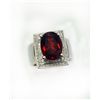 Image 1 : MALAYA GARNET OVAL 6.52CT,  14K W/G RING 11.00GRAM / DIAMOND RD 0.64CT