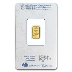 1 gram Pamp Suisse Gold Bar .9999 Fine (In Assay)