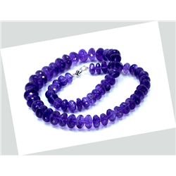 345 ct & up Amethyst Faceted Vintage Smooth Rondelle Beaded Necklace