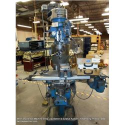 BRIDGEPORT VERTICLE MILL W/ XY READOUT, POWER FEED TABLE & 7" RISER