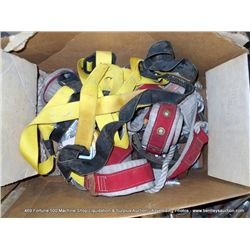 BOX: ASSORTED SAFETY HARNESSES W/ SAFETY ROPE 6X MONEY