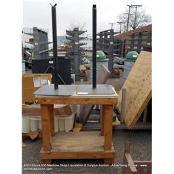 WOODEN TABLE W/ METAL STANDS 3X MONEY