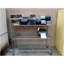 MOBILE METRO RACK W/ MISCELLANEOUS OFFICE SUPPLIES