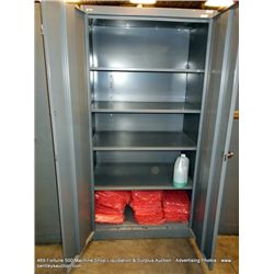 DAYTON 2 DOOR CABINET, CONTENTS INCLUDED: IC'S, CAPACITORS, RESISTORS, ETC