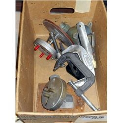 BOX: MISCELLANEOUS C-CLAMPS / METAL PIECES