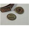 Image 2 : LOT 4 (3) BELT BUCKLES & LEATHER HAND TOOLED BELT