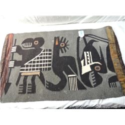 VINTAGE EGYPTIAN AZTEK TRIBAL RUG TAPESTRY