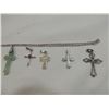 Image 2 : LOT 7 STERLING SILVER CROSSES &  CHAIN
