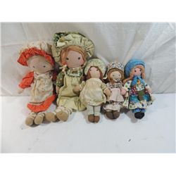 LOT 5 VINTAGE RAG DOLLS