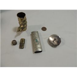 LOT 6 ASSORTED METAL COLLECTIBLES PENNY, LIGHTER O