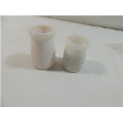 PAIR MILK GLASS TOOTH PICK HOLDER