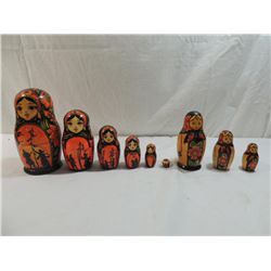 LOT 2 VINTAGE RUSSIAN NESTING DOLLS