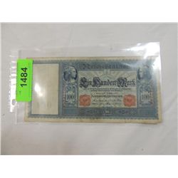 1909 GERMAN 100 MARK PAPER MONEY