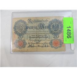 1914 GERMAN 20 MARK BANKNOTE