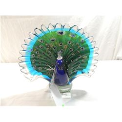 MURANO ITALIAN GLASS PEACOCK SCULPTURE
