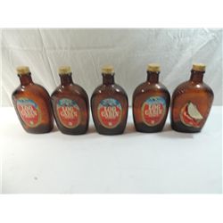 LOT 5 VINTAGE LOG CABIN SYRUP BOTTLES