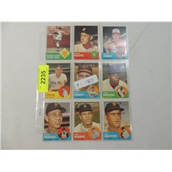 LOT 9 1963 TOPPS BASEBALL PLAYER CARDS