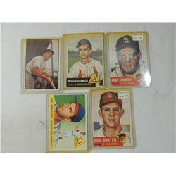 LOT 5 ASSORTED VINTAGE BASEBALL CARDS