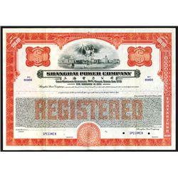 Shanghai Power Co. 1933, Specimen Registered Bond.