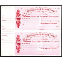 China & South Sea Bank, Limited, Specimen Bill of Exchange Pair by Waterlow & Sons.