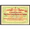 Image 2 : The Sin Chun Bank of China, $1, 1907 Shanghai Issue Banknote.